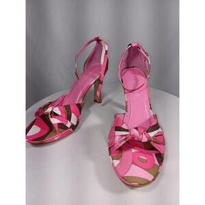 Rampage Shoes Womens Size 8.5 Sammie High Heel Sandals Pucci Patterned Fabric